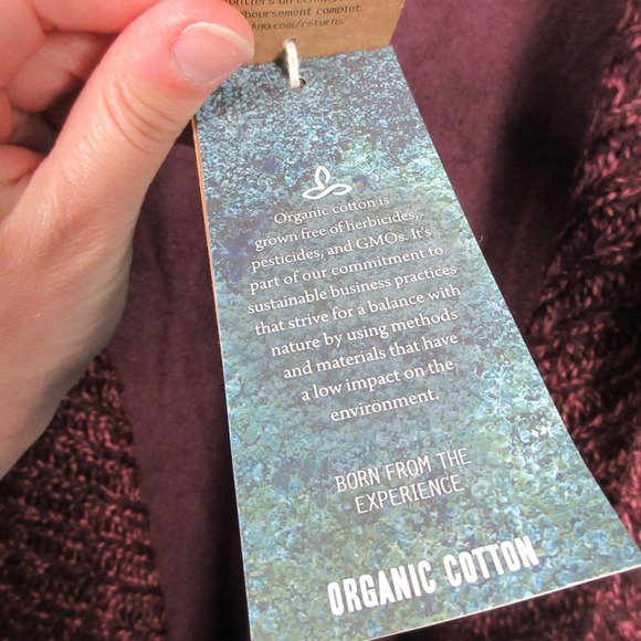 Prana Demure Cardigan Women M Purple LS Open Front Draped Knit Trim Boho 494 - Picture 7 of 13